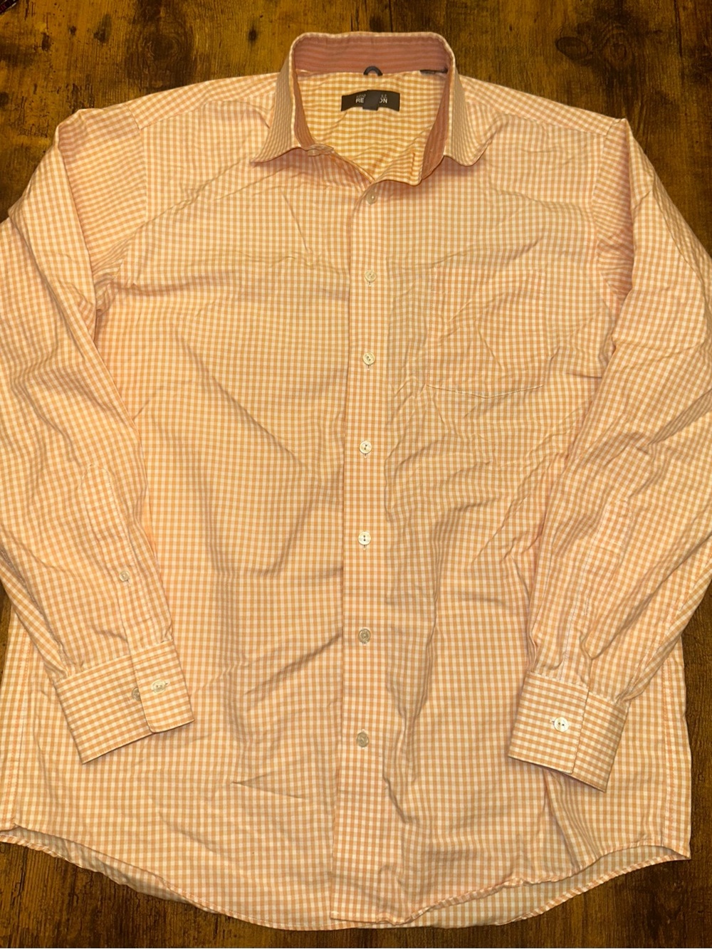 Kenneth Cole Men's Peach Check Dress Shirt